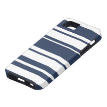 Bold Stripe Pattern - white and nautical navy iPhone 5 Cases