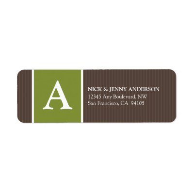 Bold Stripe Return Address Label (chocolate/olive)