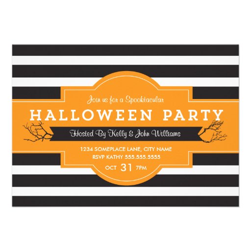 Bold Stripes Halloween Party Invite