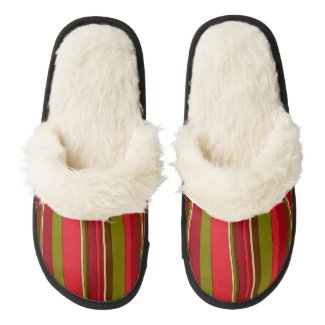 Bold Stripes Pair of Fuzzy Slippers