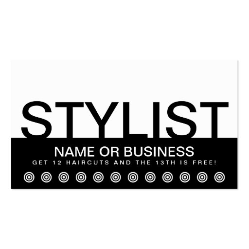 bold STYLIST customer loyalty card Business Card Templates