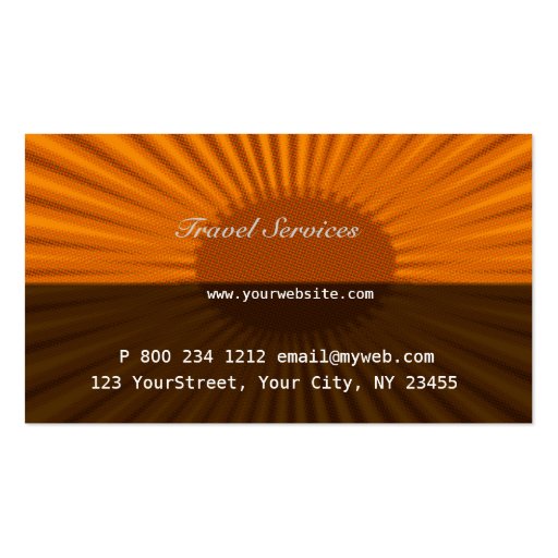 Bold Sun Rising Travel Agent Vacation Business Card (back side)