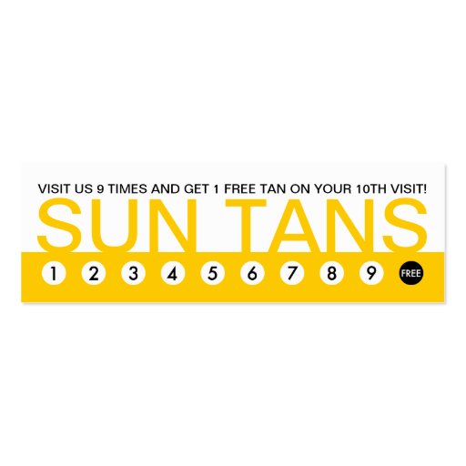 bold SUN TANS customer loyalty Business Cards (front side)
