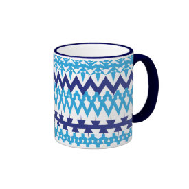 Bold Teal Turquoise Blue Tribal Chevron Pattern Coffee Mug