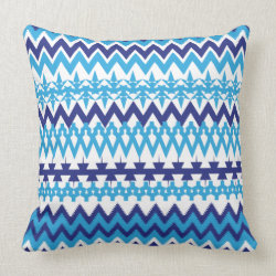 Bold Teal Turquoise Blue Tribal Chevron Pattern Throw Pillows