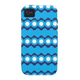 Bold Teal Turquoise Blue Waves and Circles Pattern Case-Mate iPhone 4 Case