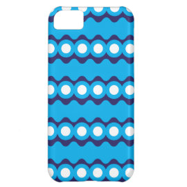 Bold Teal Turquoise Blue Waves and Circles Pattern Case For iPhone 5C