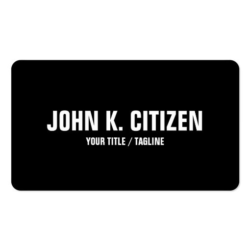 Bold Text Rounded Business Card - black / white (front side)