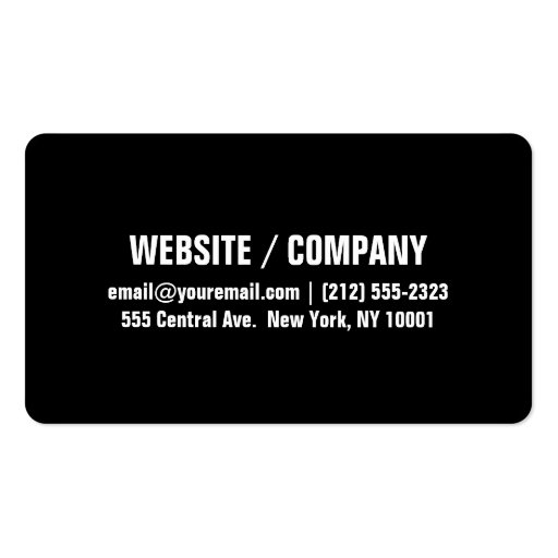 Bold Text Rounded Business Card - black / white (back side)