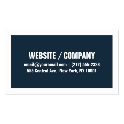 Bold Text Wide Border Business Card - blue / white (back side)