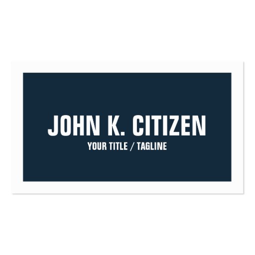 Bold Text Wide Border Business Card - blue / white (front side)