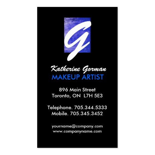 Bold Textured Makeup Artist Business Cards (back side)