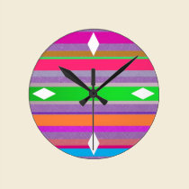 bold trendy multicolored bright stripes wall clock wall clocks