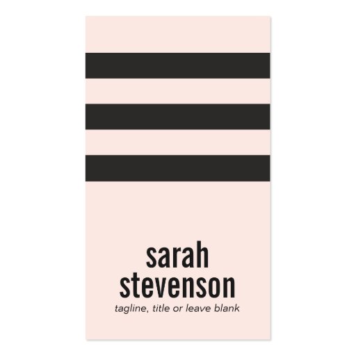 Bold Typography Black and Pink Striped Beauty Business Card Template (front side)