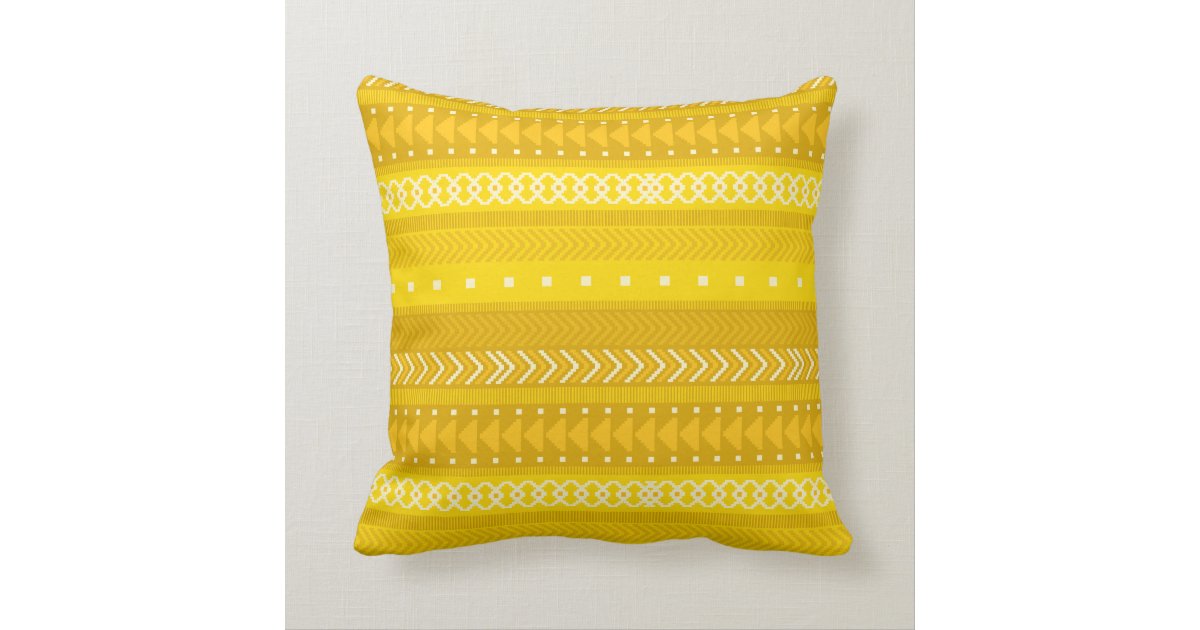 Bold Yellow & Gold Tribal Throw Pillow Zazzle