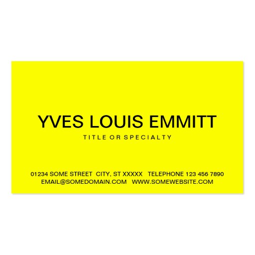 bold yellow monograms business card template (back side)