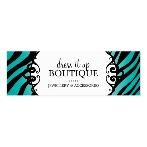 Bold Zebra Print Jewellery Designer Hang Tags Business Card Template (front side)