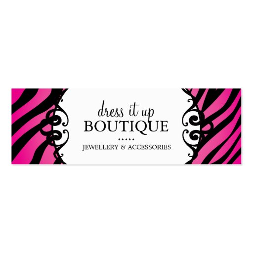 Bold Zebra Print Jewellery Designer Hang Tags Business Card Template (front side)