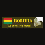 Bolivia Flag Map Text Bumper Sticker