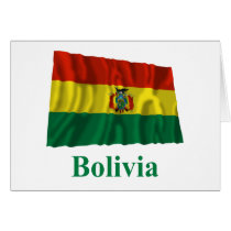 Bolivia Waving Flag with Name Greeting Cards