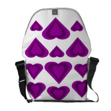 Bolso púrpura de los corazones del amor bolsas messenger