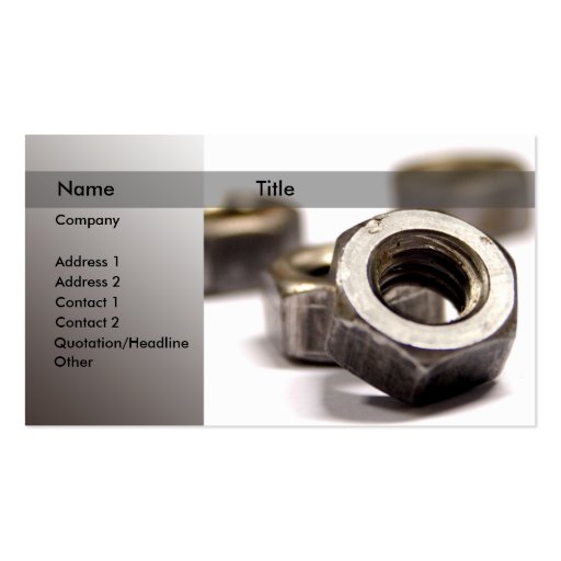 Bolts and screws business card template