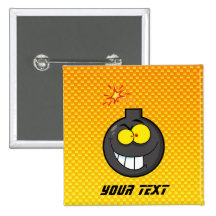 Bomba amarillo-naranja del dibujo animado pin