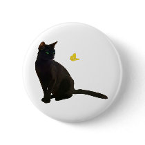 Bombay Cat & Butterfly Pinback Buttons