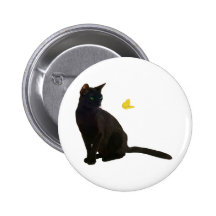 Bombay Cat & Butterfly Pinback Buttons