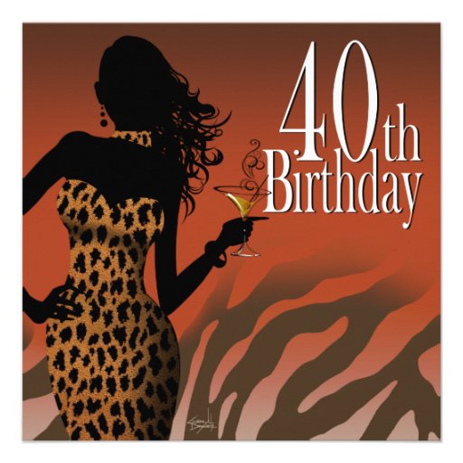Bombshell Leopard Zebra 40th Birthday Party Custom Invitations