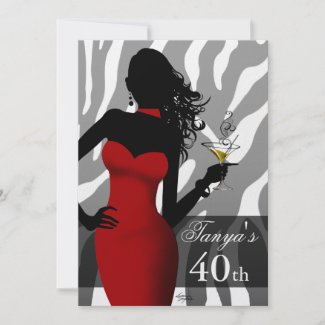 Bombshell Party Dress 40th Birthday Girl invitation