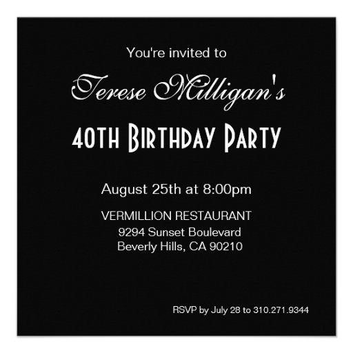 Bombshell Zebra 40th Birthday Party Purple Invites