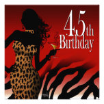 Bombshell Zebra 45th Surprise Birthday Party Red Personalized Invitation