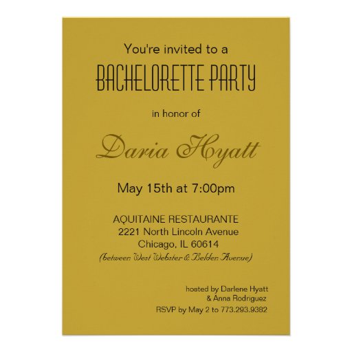 Bombshell Zebra Bachelorette Ladies Night Gold Custom Invite