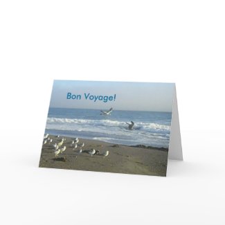 Bon Voyage Card with Seagulls on Beach card