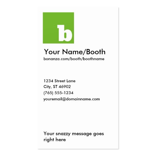 Bonanza Vertical Paper Business Card (front side)