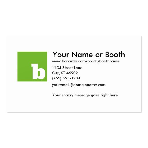 Bonanza White Business Card (front side)