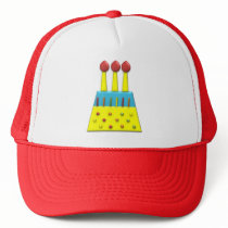 BonBon Party Rainbow Birthday Cake Yellow Mesh Hat