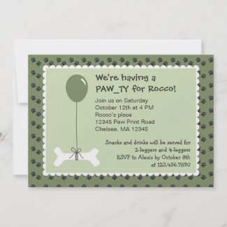 Bone and Balloon Dog Birthday Party Invitation zazzle_invitation