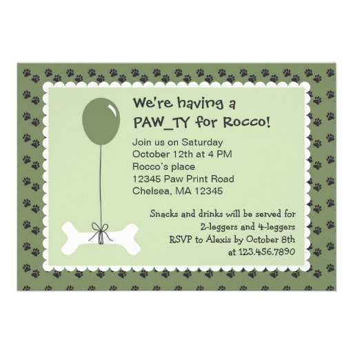 Bone and Balloon Dog Birthday Party Invitation