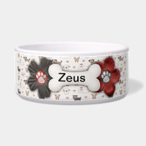 Bone and flowers dog dish pet bowls