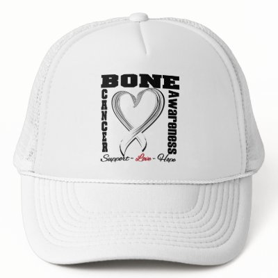 Bone Cancer Awareness Brushed Heart Ribbon trucker hat