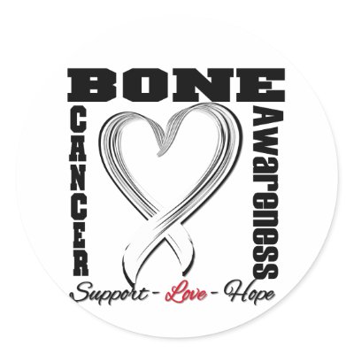 Bone Cancer Awareness Brushed Heart Ribbon stickers