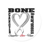 Bone Cancer Awareness Brushed Heart Ribbon Stickers