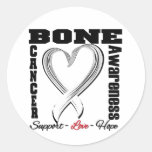 Bone Cancer Awareness Brushed Heart Ribbon Stickers