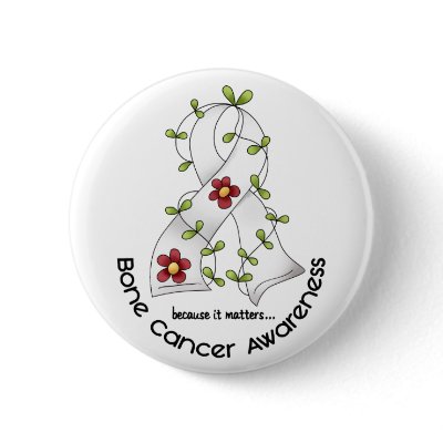 Bone Cancer FLOWER RIBBON 1 Button