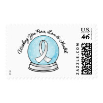 Bone Cancer Ribbon Merry Christmas Snowglobe Postage