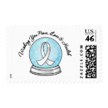 Bone Cancer Ribbon Merry Christmas Snowglobe Postage