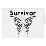 Bone Cancer Survivor Tribal Butterfly Greeting Cards