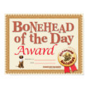 Bonehead Award Certificate posters